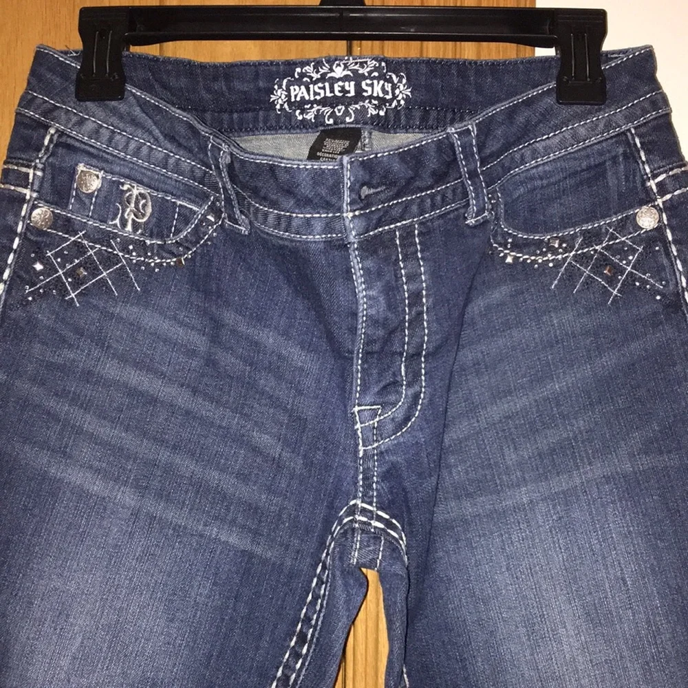*** HOST PICK ** Paisley Sky dark blue denim jeans slim adult/junior girl size 8 - Picture 4 of 8